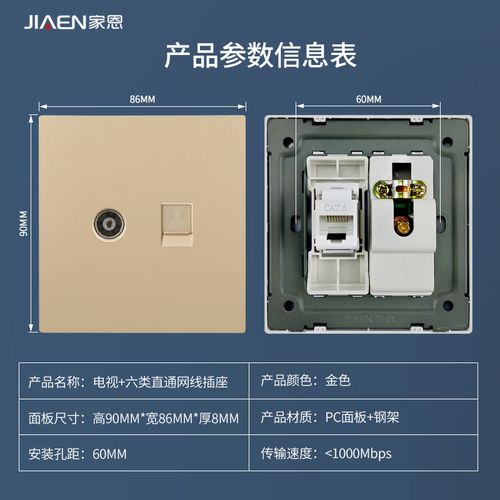 网络电脑插座catv同轴电缆插孔cat6类千兆宽带rj45信息面板电视机顶盒